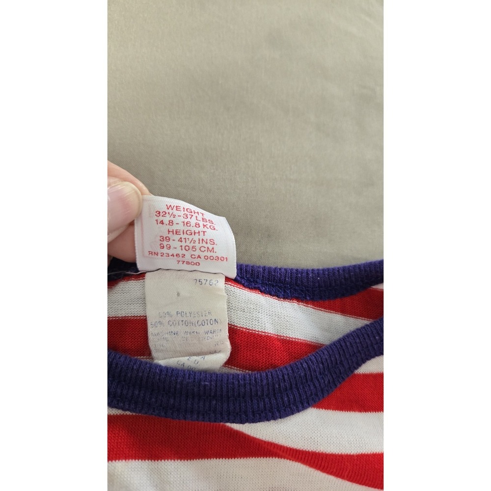 Vintage Buster Brown Sailor Anchor Dress 4T USA Red White Stripe Nautical Cute - Picture 3 of 5